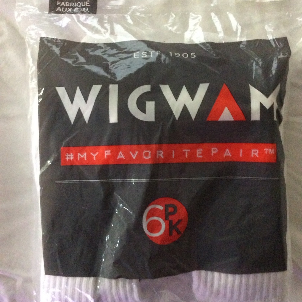Wigwam Super 60 Large White Crew Socks Six Pack